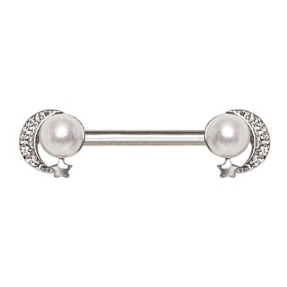 Piercing t�ton � lunes pav�es de strass, �toiles et perles