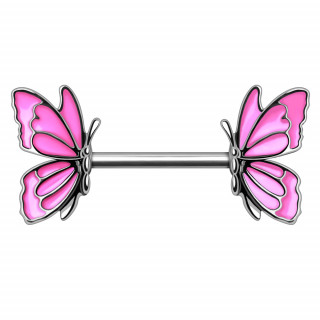 Piercing t�ton � papillons majestueux � ailes roses