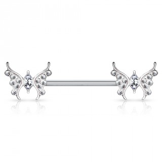 Piercing t�ton � papillons scintillants - Clair