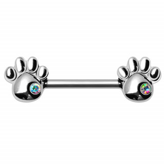 Piercing t�ton pattes de chien � strass