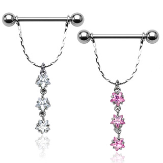 Piercing t�ton pendentif 3 �toiles