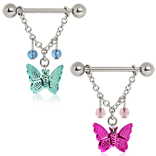 Piercing t�ton pendentif papillon