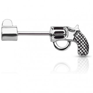 Piercing t�ton pistolet revolver argent�