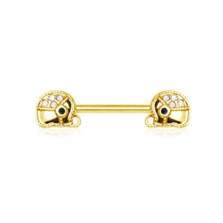 Piercing t�ton plaqu� or � embouts �l�phants ornementaux