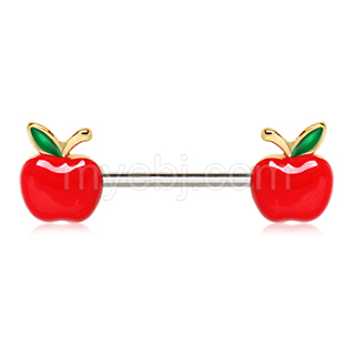 Piercing t�ton � pommes rouges