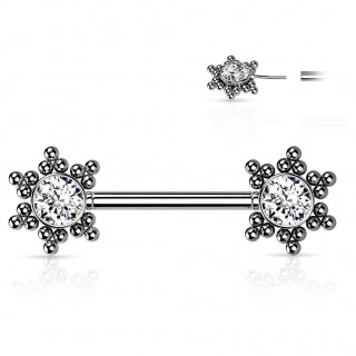 Piercing t�ton push-in � �toiles de perles et strass - clair