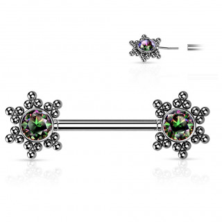 Piercing t�ton push-in � �toiles de perles et strass - Vitrail Medium