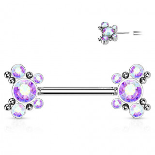 Piercing t�ton push-in � papillons strass - Aurore Bor�al
