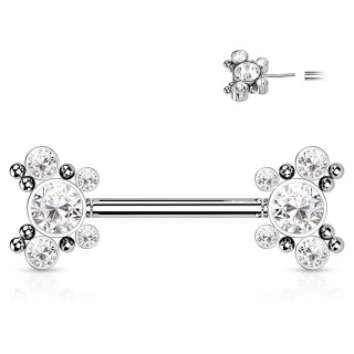 Piercing t�ton push-in � papillons strass - clair