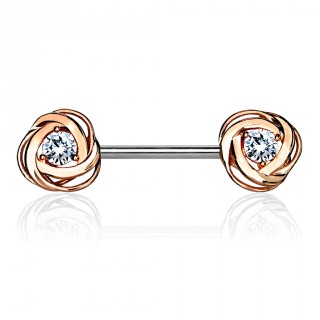 Piercing t�ton � roses cuivr�es en spirales � strass