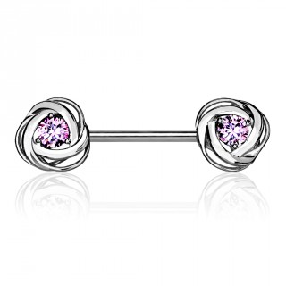 Piercing t�ton � roses en spirales � strass roses