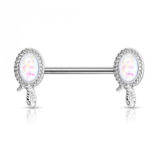 Piercing t�ton � serpent autour d'une opale