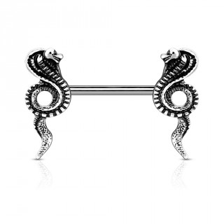 Piercing t�ton � serpents face � face - Argent� antique