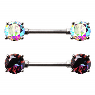 Piercing t�ton serti de pierres iridescentes