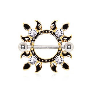 Piercing t�ton soleil ardent noir et dor�