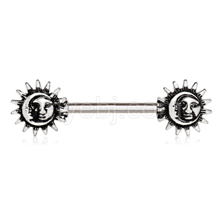 Piercing t�ton � soleils et lunes style ancien
