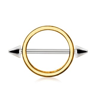 Piercing t�ton � spikes et cercle dor�