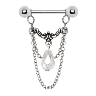 Piercing t�ton style ancien � pendentifs et chaines