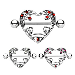Piercing t�ton style bouclier en coeur