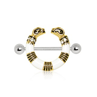 Piercing t�ton style �gyptien � t�tes d'agneaux