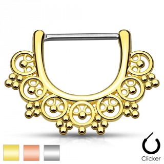 Piercing t�ton style �ventail tribal � petites perles