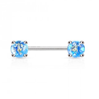 Piercing t�ton style pierres de lave - Bleu aqua