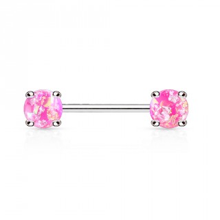 Piercing t�ton style pierres de lave - Rose