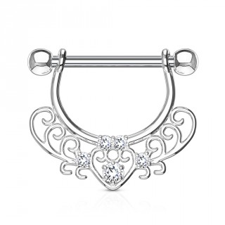 Piercing t�ton style vintage � coeur serti