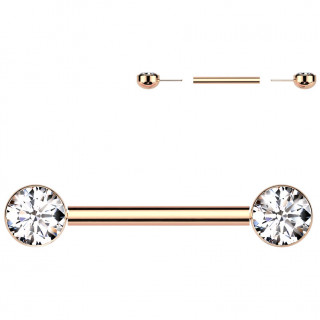 Piercing T�ton Titane cuivr� Push-in � demie-sph�res serties de zirconiums