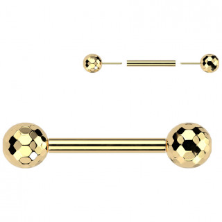 Piercing t�ton Titane dor� � boules multi-facettes (push-in)