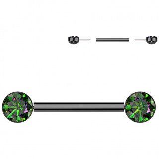 Piercing T�ton Titane noir Push-in � demie-sph�res serties de zirconiums