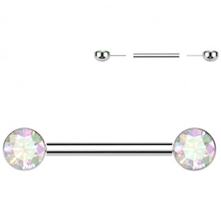 Piercing T�ton Titane Push-in � demie-sph�res serties de zirconiums aurore bor�ale