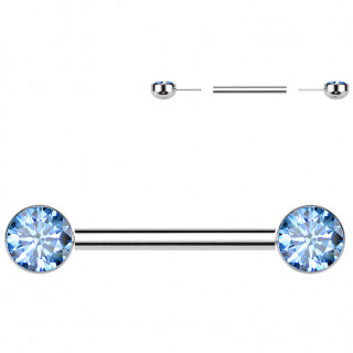 Piercing T�ton Titane Push-in � demie-sph�res serties de zirconiums bleus
