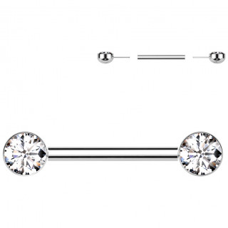 Piercing T�ton Titane Push-in � demie-sph�res serties de zirconiums clairs