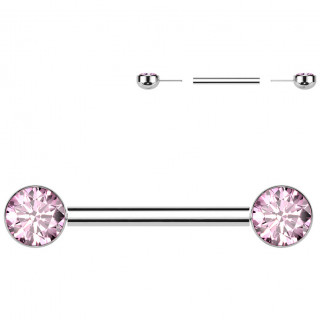 Piercing T�ton Titane Push-in � demie-sph�res serties de zirconiums roses