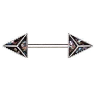 Piercing t�ton triangles 3D � nacre d'abalone