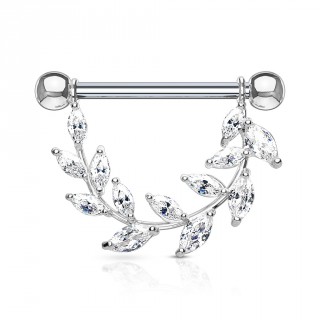 Piercing t�ton vigne arqu�e sertie