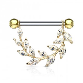 Piercing t�ton vigne arqu�e sertie - Dor�