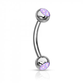 Piercing tige courb�e acier serti epoxy - Pourpre