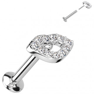 Piercing tige labret push-in � bouche sertie (l�vre, tragus, h�lix...)