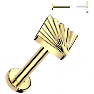 Piercing tige labret (push-in) dor� Titane � coquillage losange (l�vre, tragus, h�lix...)