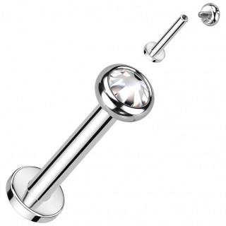 Piercing Titane Labret � cristal et filetage interne (l�vre, tragus, h�lix...)