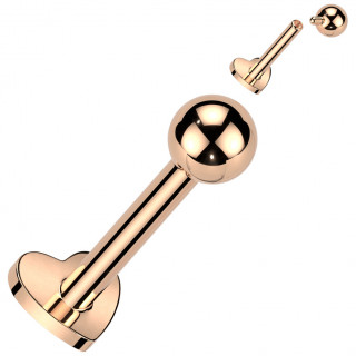 Piercing Titane labret d'oreille cuivr� � base en coeur (h�lix, conch...)