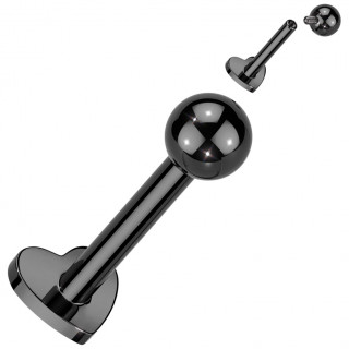 Piercing Titane labret d'oreille noir � base en coeur (h�lix, conch...)