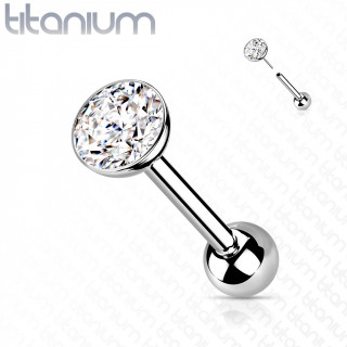 Piercing titane oreille cartilage type "Push In" � embout zirconium
