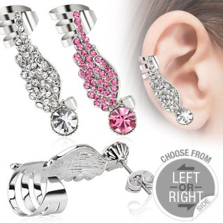 Piercing tour d'oreille avec aile d'ange pav�e de pierres