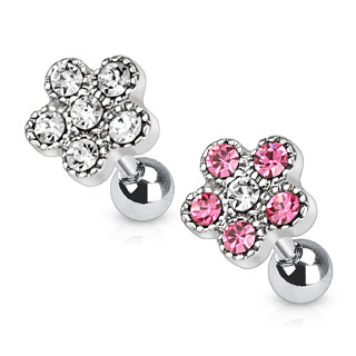 Piercing tragus � fleur pav�e de pierres