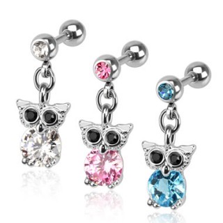 Piercing tragus � pendentif hibou / chouette