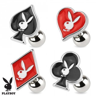 Piercing tragus avec lapin Playboy poker (licence officielle)