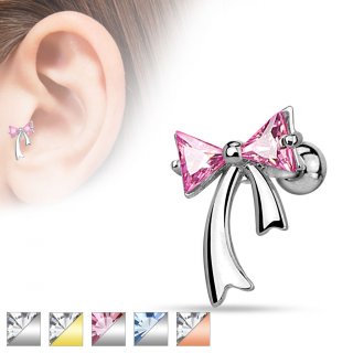 Piercing tragus / cartilage � noeud papillon avec pierres triangulaires